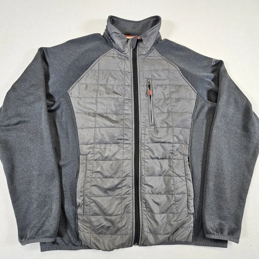 Orvis Mixed Media Zip‎ Up Jacket Mens Large Gray Coat Pockets Stretch Grey